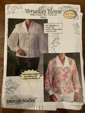Versailles Blouse Pattern By Brendan Studios. Sz S-XL